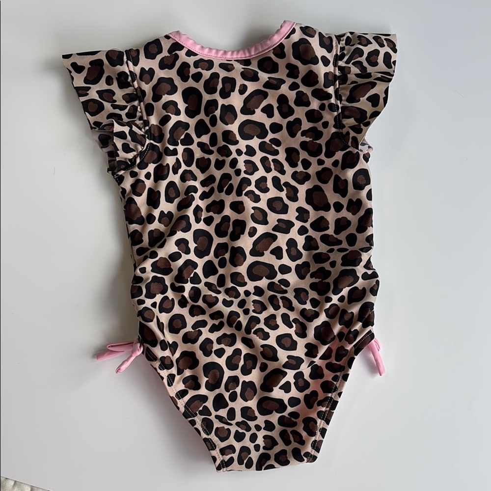 Cat & Jack Leopard Animal Print Baby 18M Swimsuit with Pink Accents One Piece - Picture 2 of 4